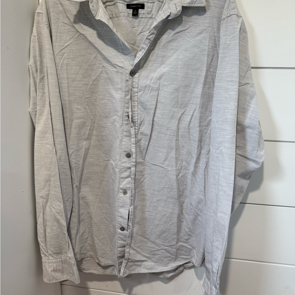 Banana Republic Light Gray Shirt with Blue Trim